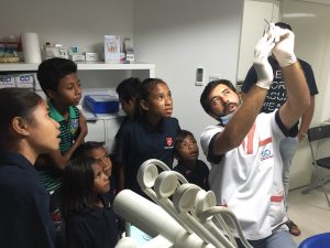 A visit to the dentist organised by a Member of the Order for the scholarship children