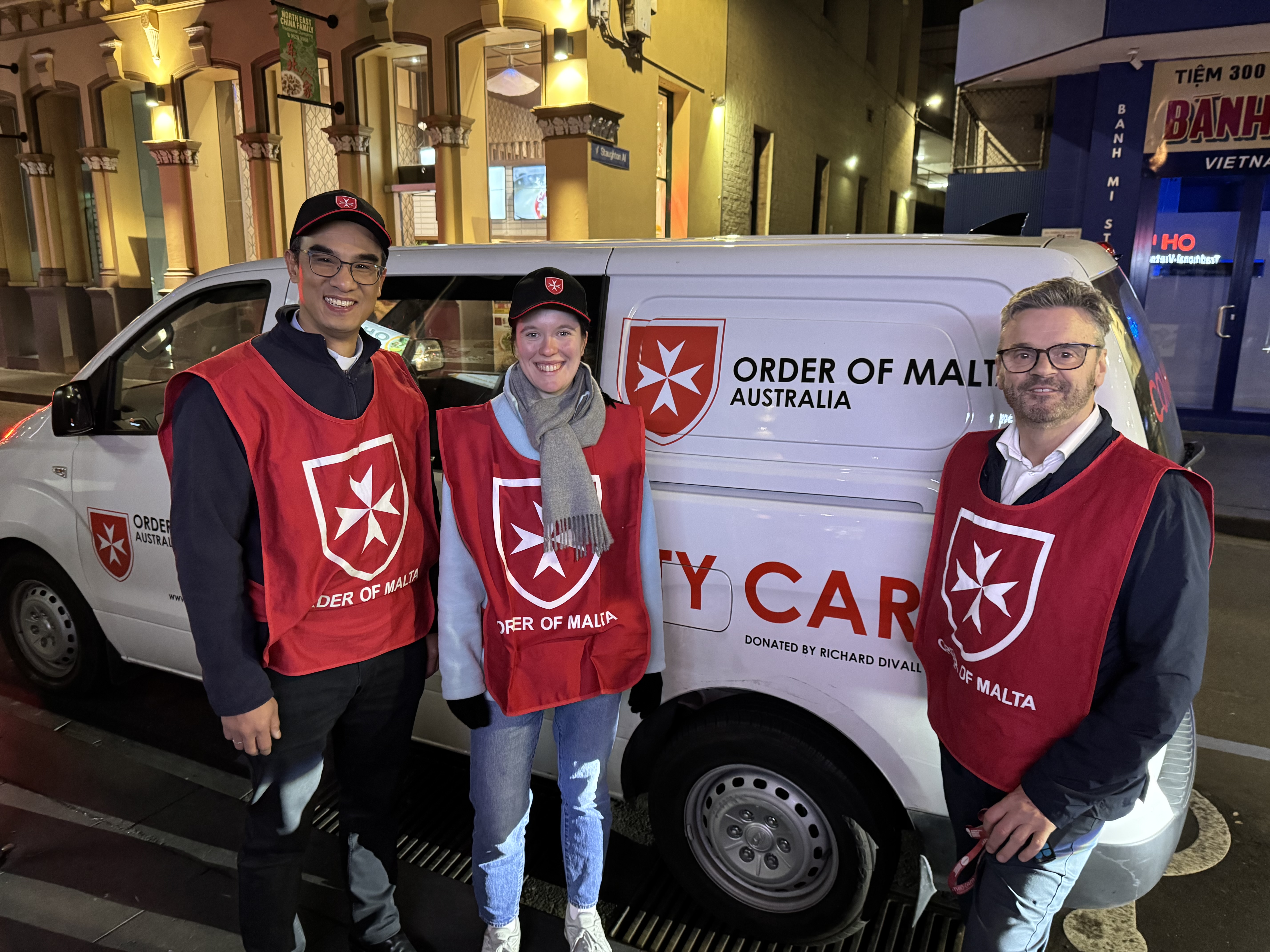 Community Care Van fr binh le, monique gaise and michael murphy